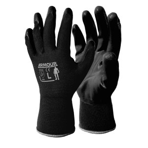 GLOVE ARMOUR BLACK FLAT NITRILE OPEN BACK NIBLOB4 XL