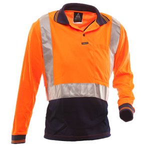 POLO L/S HI VIS ORA/NVY M 801088