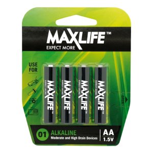 BATTERY AA ALKALINE 4PK BATAA-A4 MAXLIFE