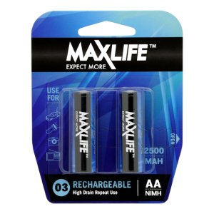 BATTERY AA RECHARGEABLE NIMH 2500MAH 2PK BATAA-R2 MAXLIFE