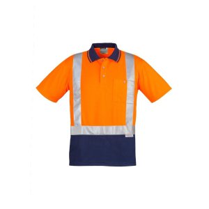 POLO HI-VIS S/S D/N TAPED ORA/NVY 5XL ZH233