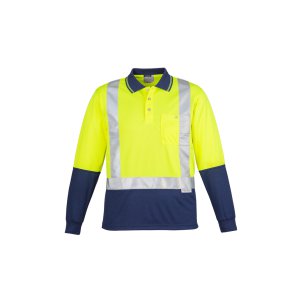 POLO HI-VIS L/S D/N TAPED YLW/NVY 4XL ZH234