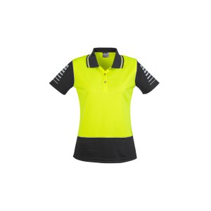 POLO LADIES HI-VIS YLW/BLK 8 ZHL236 ZONE