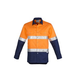 SHIRT MENS HI-VIS D/N TAPED ORA/NVY M ZW123 IND HOOPED