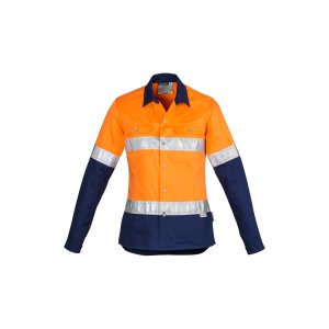 SHIRT LADIES HI-VIS D/N TAPED ORA/NVY 24 ZWL123 IND HOOPED