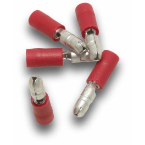 BULLET CONNECTOR MALE 1.5MM CABLE RED 100PK MBC15L