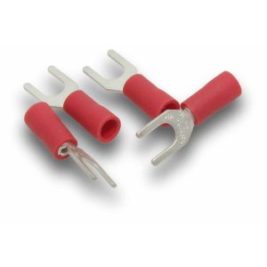 FORK TERMINAL 1.5MM CABLE 5MM STUD RED 100PK FT155L
