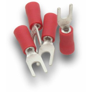 FORK TERMINAL 1.5MM CABLE 3MM STUD RED 100PK FT153L