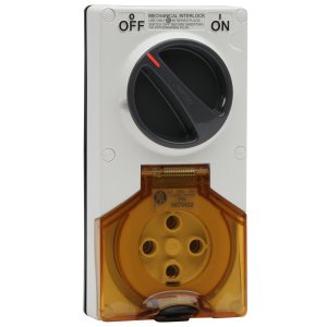 SOCKET SW COMB 2G 32A 4 PIN 500V 3P IP66 RES WHT 56CV432LE