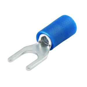 TERMINAL FORK PRE-INS 1.5-2.5MM M4 STUD 100PK BLUE H4423