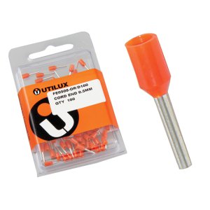 TERMINAL BOOTLACE INS 0.5X8MM ORA 100PK FE0508-OR UTILUX