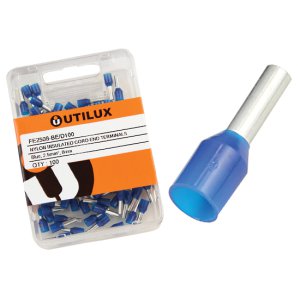 TERMINAL BOOTLACE INS 2.5X8MM BLUE 100PK FE2508-BE UTILUX