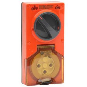 SOCKET SW COMB 2G 32A 3 PIN 250V 2P IP66 RES ORA 56CV332LE