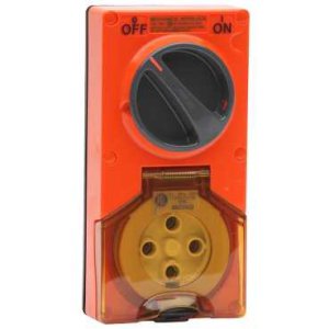 SOCKET SW COMB 2G 32A 4 PIN 500V 3P IP66 RES ORA 56CV432LE