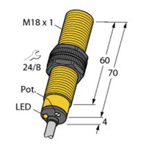 CAPACITIVE SENSOR M18 NO CONTACT PNP OUTPUT 3 WIRE TURCK