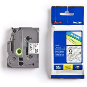 TAPE LAMINATED BLACK ON CLEAR 9MMX8M TZE121