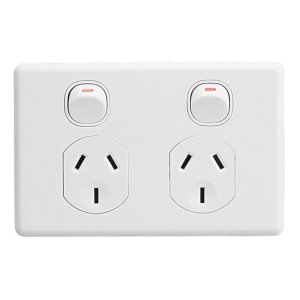 SOCKET SW DBL HORZ 10A WHT C2025-WE