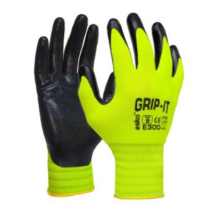 GLOVE HI VIS NITRILE COATED YLW 8 E300