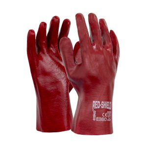 GLOVE PVC RED 27CM E360 SHIELD