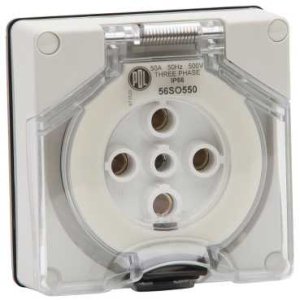 SOCKET 50A 5 PIN 500V 3PH IP66 GRY 56SO550LE