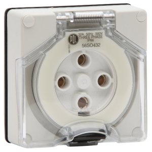 SOCKET 32A 4 PIN 500V 3PH IP66 GRY 56SO432LE