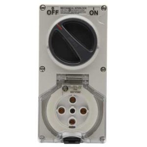 SOCKET SW COMB 2G 40A 5 PIN 500V 3P IP66 GRY 56CV540LE