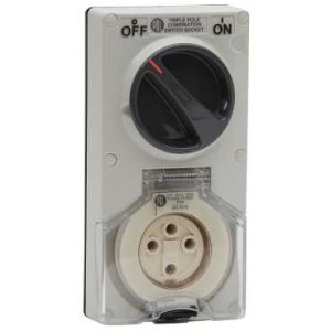 SOCKET SW COMB 2G 16A 4 PIN 500V 3P IP66 GRY 56CV416LE