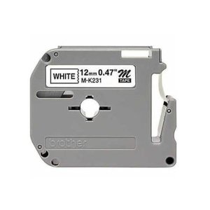 TAPE PLASTIC BLACK ON WHITE 12MMX8M MK231