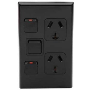 SOCKET SW 2G VERT & EXTRA SW BLACK 692X PDL