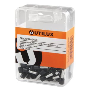 TERMINAL BOOTLACE INS 6.0X12MM BLK 100PK FE6012-BK UTILUX