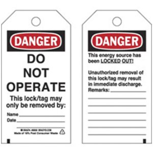 BRADY 65502 LOCKOUT TAGS HEAVY DUTY PK25