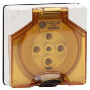 SOCKET 32A 5 PIN 500V 3PH IP66 RES WHT 56SO532LE