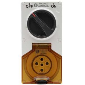 SOCKET SW COMB 2G 20A 5 PIN 500V 3P IP66 RES WHT 56CV520LE