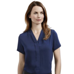 SHIRT LADIES MADISON S/S S628LS MIDNIGHT BLU 14