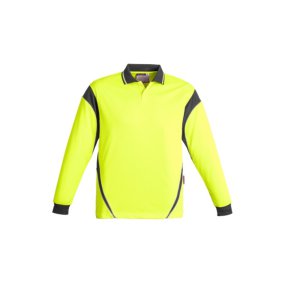 POLO MENS HI VIS AZTEC - L/S ZH249 OR/CHCOAL XL