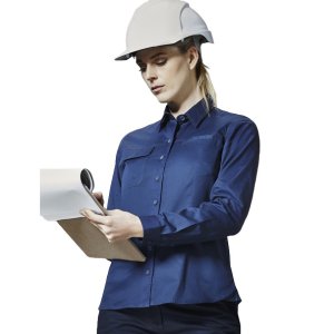 SHIRT WOMENS LIGHTWEIGHT TRADIE L/S ZWL121 GRY 12
