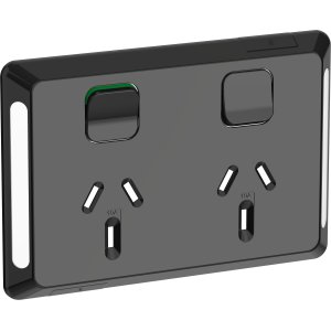 SKIN SOCKET SW HORIZ TWIN 10A 250V BK PDLP395C-BK PDL PRO