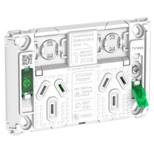 GRID SOCKET SW HORIZ TWIN 10A 250V PDLP395G PDL PRO