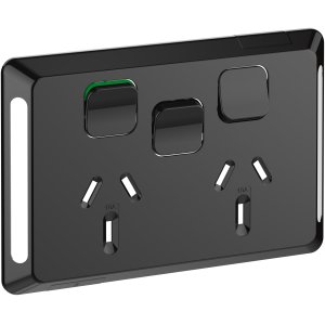 SKIN SOCKET SW HORIZ TWIN 1EX SW 10A 250V BK PDL PRO