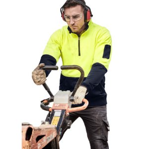 PULLOVER UNISEX HI VIS HALF ZIP SYZMIK ZT476 ORG/NVY 4XL