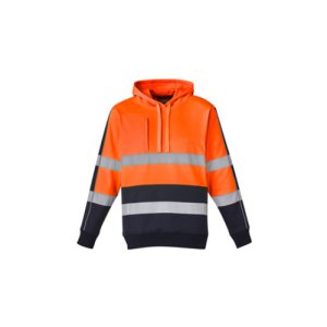 HOODIE UNISEX HI VIS STRETCH TAPED SYZMIK ZT483 ORG/NVY 2XL