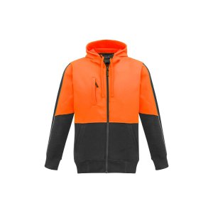 HOODIE UNISEX HI VIS FULL ZIP SYZMIK ZT485 ORG/CHARC 3XL