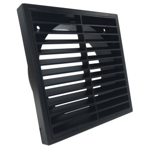 GRILLE FIXED LOUVRE SQ PAINTED BLACK 125MM DESIGNER