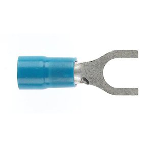 TERMINAL PRE-INS FORKED SPADE 4MM BLUE 100PK