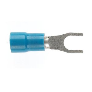 TERMINAL PRE-INS FORKED SPADE 4MM BLUE DG 100PK