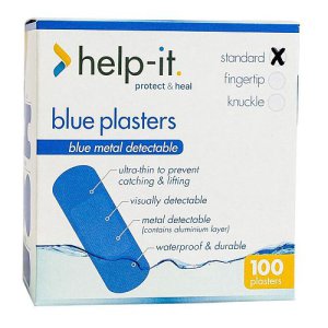 HELP-IT BLUE METAL DETECTABLE STANDARD PLASTERS EACH