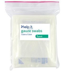 HELP-IT GAUZE SWABS NONWOVEN 7.5CM X 7.5CM PACK 5