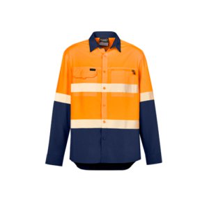 SHIRT HV OUTDOOR SEG TAPE LS ORA/NVY 2XL SYZMIK