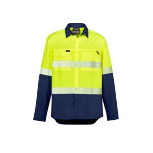 SHIRT HV OUTDOOR SEG TAPE LS YLW/NVY M SYZMIK
