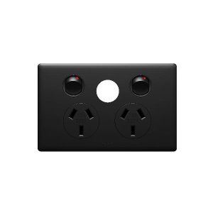 POWERPOINT DBL 10A MATT BLK LEGRAND W/ EXTRA HOLE